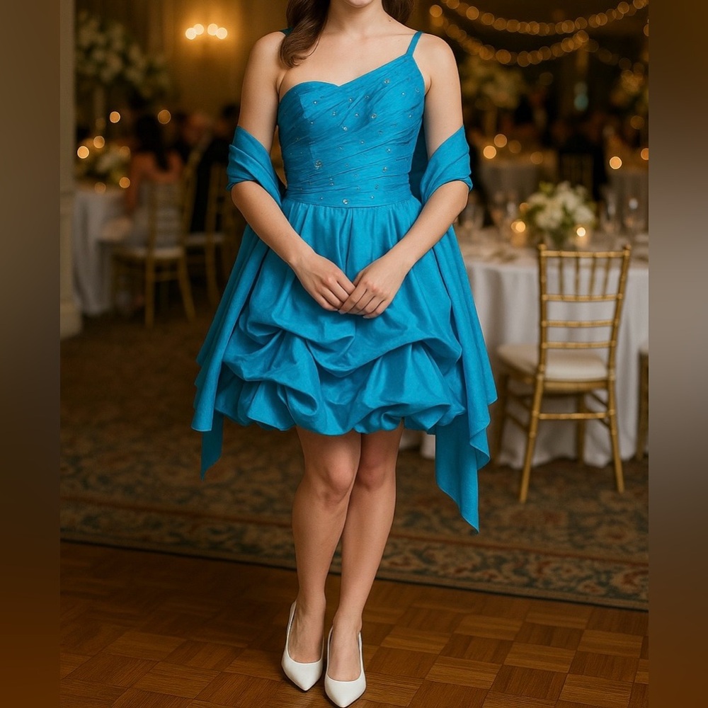 Elegant Blue Strapless Dress